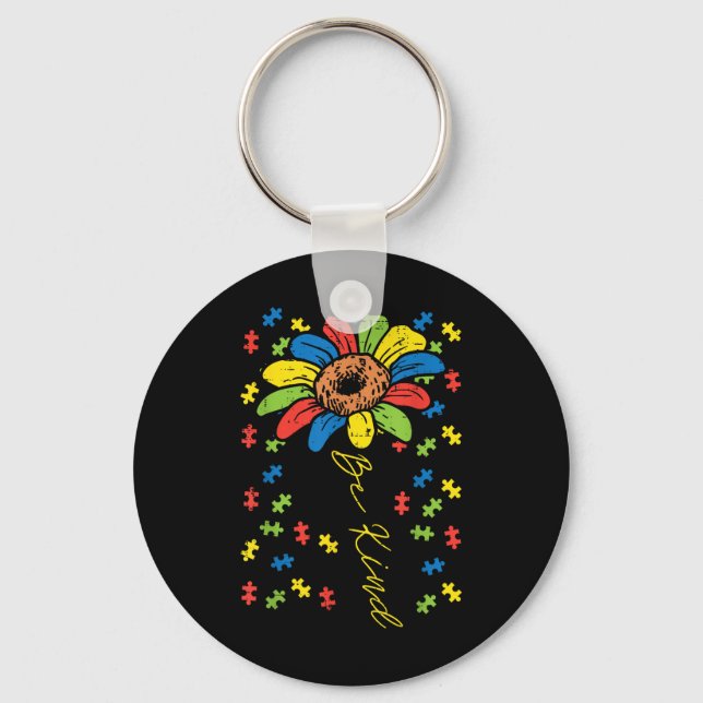 Llavero Sé amable con el rompecabezas del girasol Concienc (Anverso)