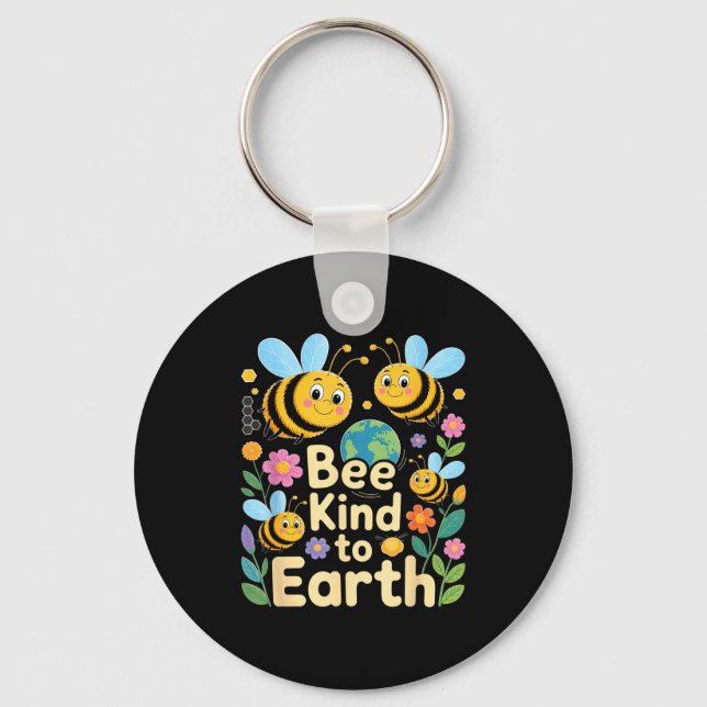 Llavero Sé amable con la tierra - lindas abejas flores pla (Anverso)