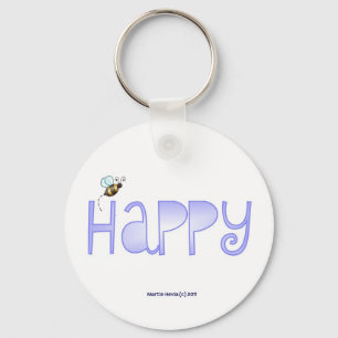 Llavero Sé feliz - Una palabra positiva - redonda (azul)