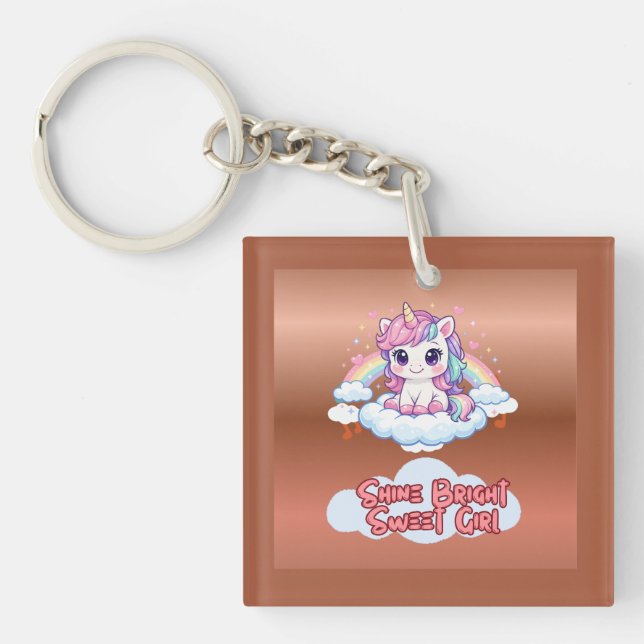 Llavero Sé Tu Propio Arcoíris Cute Unicornio  (Frente)