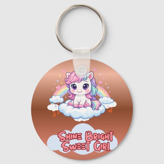 Llavero Sé Tu Propio Arcoíris Cute Unicornio  (Anverso)