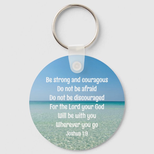 Llavero Sea fuerte la Biblia Inspiradora Verse Beach (Anverso)