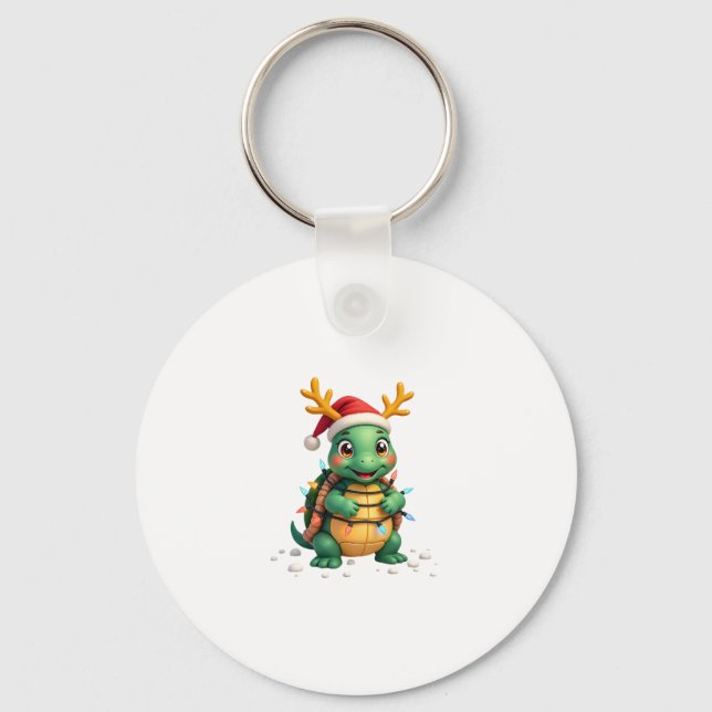 Llavero Sea Turtle Santa Christmas Lights Cute Xmas Men Wo (Anverso)