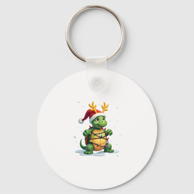 Llavero Sea Turtle Santa Christmas Lights Cute Xmas Men Wo (Anverso)