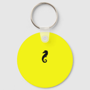 Llavero Seahorse de Glow_Black-on-Yellow del océano