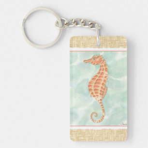 Llavero Seahorse del naranja del océano