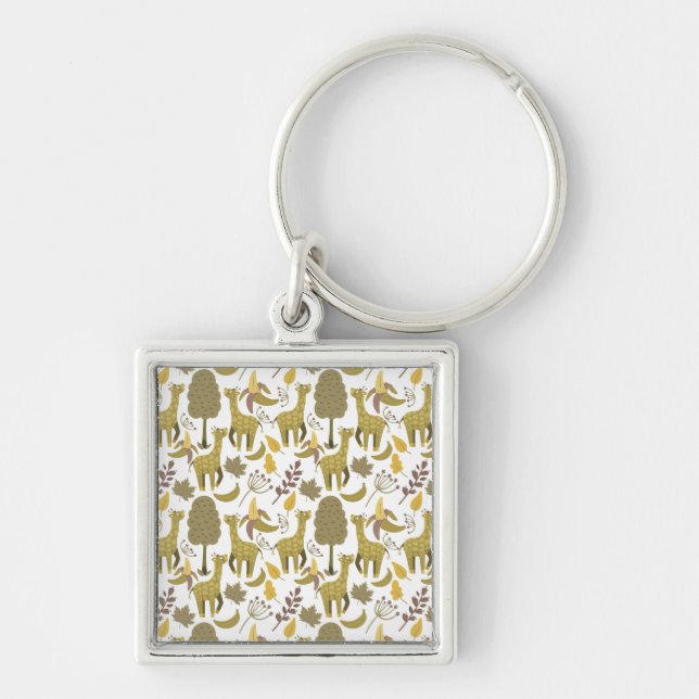 Llavero Seamless pattern Giraffe yellow white background (Frente)