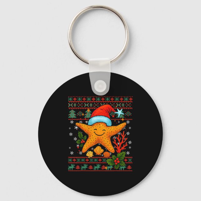 Llavero Seashells Christmas Ocean Water Starfish Ugly Xmas (Anverso)