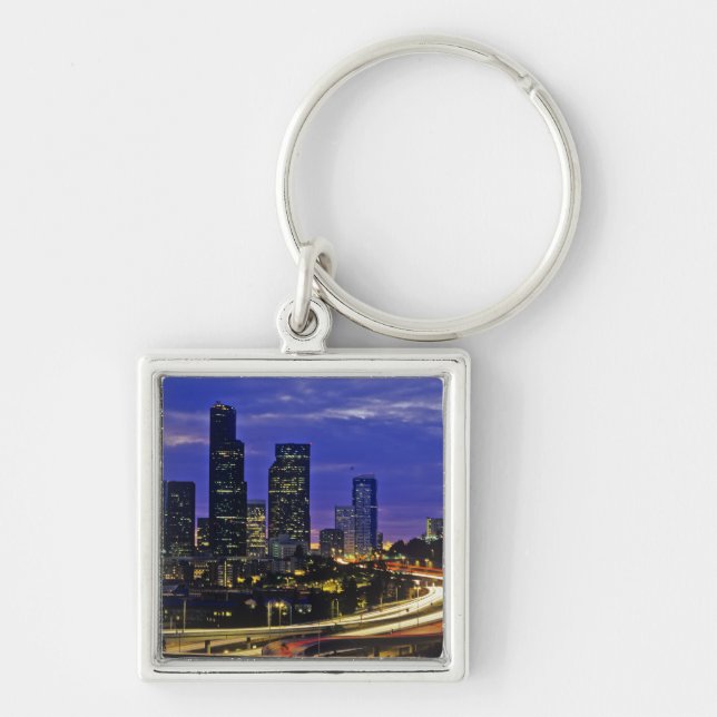 Llavero Seattle, el horizonte de Washington por la noche (Frente)