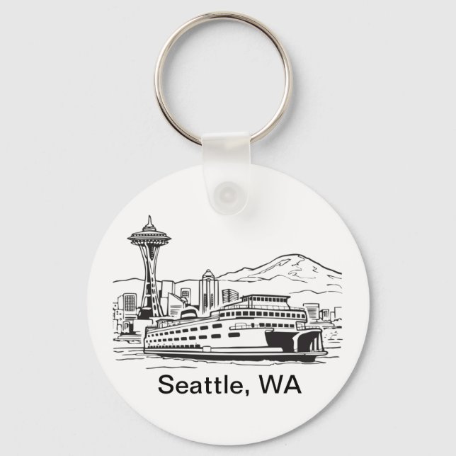 Llavero Seattle Ferry Washington State Line Art (Anverso)