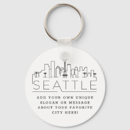 Llavero Seattle Stylized Skyline | Custom Slogan