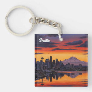 Llavero Seattle Washington Mt Rainier Sunset
