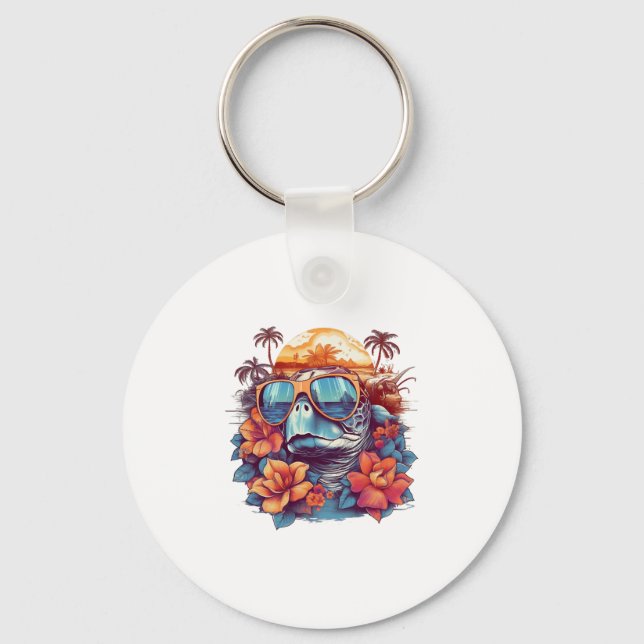 Llavero Seaturtle with sunglasses at the beach Copy (Anverso)