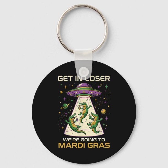Llavero Secuestro de Gator Alien de Mardi Gras (Anverso)
