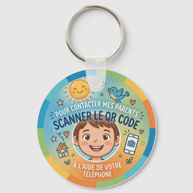 Llavero Sécurité Enfant QR Code Pour contacter parents (Anverso)
