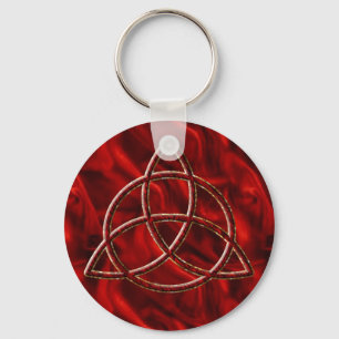 Llavero Seda roja triquetra