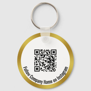 Llavero Seguir el código QR de oro blanco negro de la comp