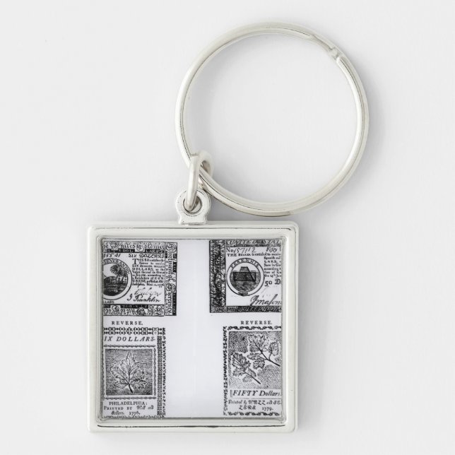 Llavero Seis billetes de dólar colonial (Frente)