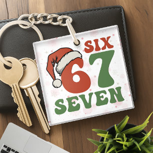 Llavero Seis Siete 67 Gorro de Santa Divertido Navidad Xma