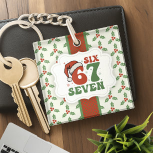 Llavero Seis Siete 67 Gorro de Santa Divertido Navidad Xma