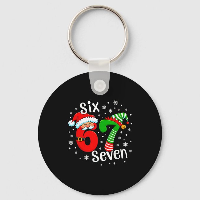Llavero Seis Siete 67 Meme 6 7 Elfo Santa Navidad  (Anverso)