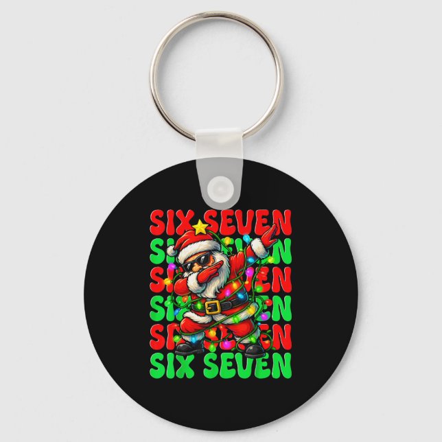 Llavero Seis Siete 6 7 Meme Santa Haciendo Dabbing Navidad (Anverso)