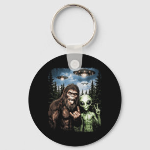 Llavero Selfie de Bigfoot Alien Rock On Signo de Paz Diver