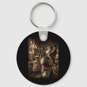 Llavero Selfie de Boston Terrier Femenino con Muñecas Y Es