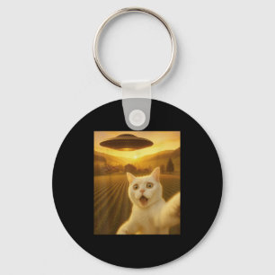 Llavero Selfie De Gato Con Alien Ufo Graciosos Regalos De