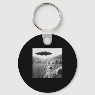 Llavero Selfie De Gato Con Alien Ufo Graciosos Regalos De