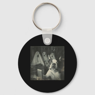 Llavero Selfie divertida de Boston Terrier con fantasmas H