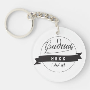 Llavero Sello de graduado de tipografía personalizado