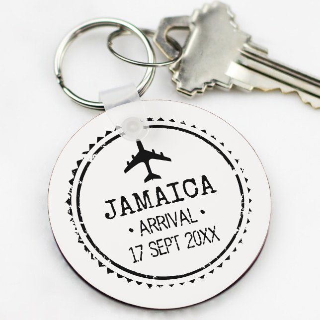Llavero Sello de pasaporte Favor de boda de destino Jamaic (Passport Stamp Jamaica Destination Wedding Favor Keychain
)