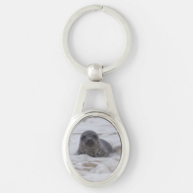 Llavero Sello - Imagen de foto animal Oval Keychain Metali (Anverso)