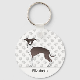 Llavero Sello Y Greyhound Italiano Blanco Con Nombre Perso