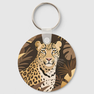 Llavero Selva boho de leopardo dorado de vida silvestre 