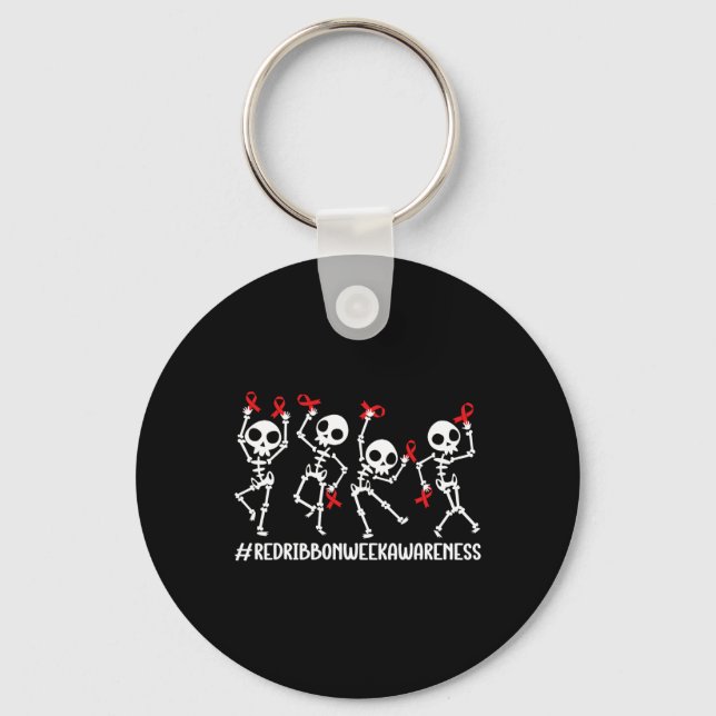 Llavero Semana de la cinta roja Conciencia Skeleton Mujere (Anverso)