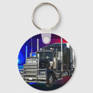 LLAVERO SEMI TRACTOR TRAILER WITH POLICE LIGHTS BACKGROUND
