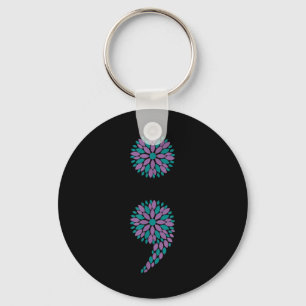 Llavero Semicolon Flower Suicidio Conciencia Salud Mental