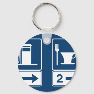 Llavero Señal de carretera retro azul de gasolinera y rest