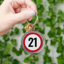Llavero Señal de límite de velocidad en cumpleaños 21 - CU
