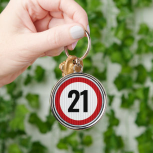 Llavero Señal de límite de velocidad para cumpleaños 21 - 