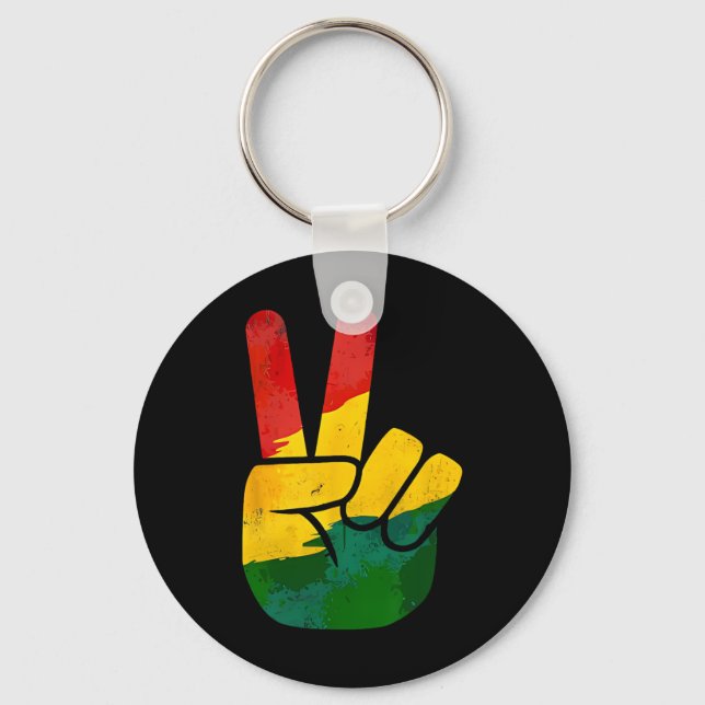 Llavero Señal de mano de paz Día de Juneteenth Orgullo neg (Anverso)