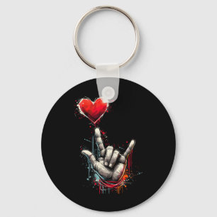 Llavero Señal de mano 'Te amo' Asl Corazón Mujeres Niños H