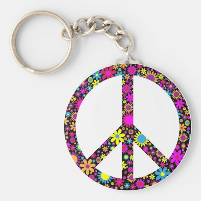 LLAVERO SEÑAL DE PAZ DE FLORAL GROOVY (Frente)