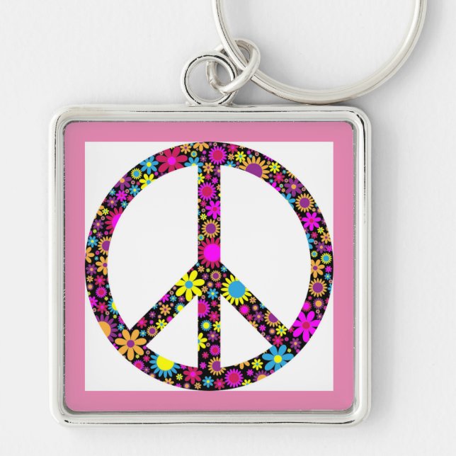 LLAVERO SEÑAL DE PAZ DE FLORAL GROOVY (Frente)