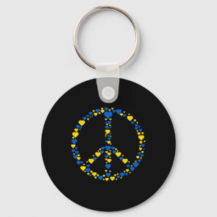 Llavero Señal de paz de Ucrania corazones azules y amarill