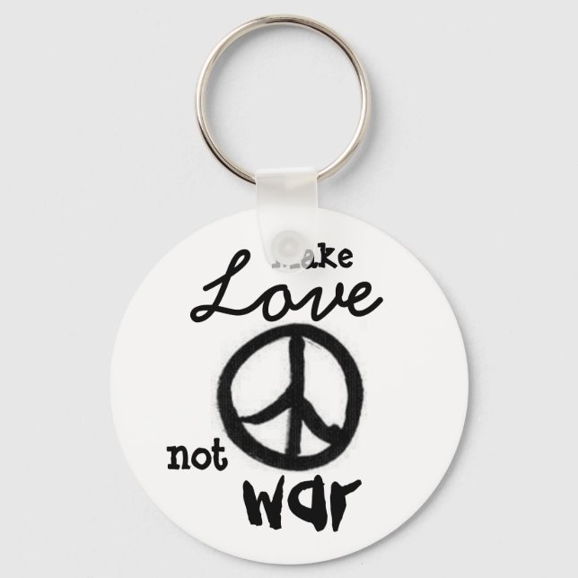 Llavero señal de paz, Make, Love, not, war - Personalizado (Anverso)