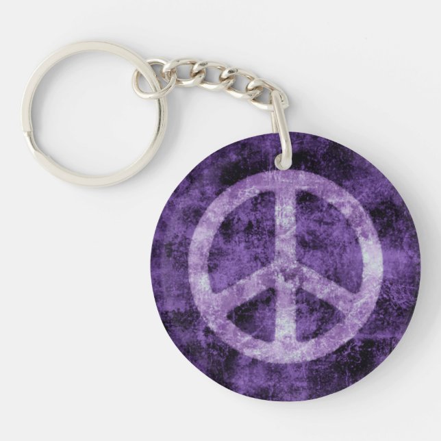 Llavero Señal de paz púrpura angustiada (Frente)