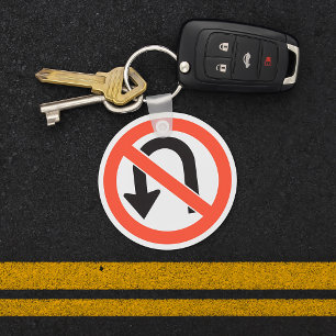 Llavero Señal de Prohibido Girar en U Símbolo de Seguridad